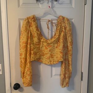 Free People Yellow Floral Crop Top